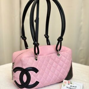 Chanel Cambon Pink Lambskin Ligne Shoulder Bag